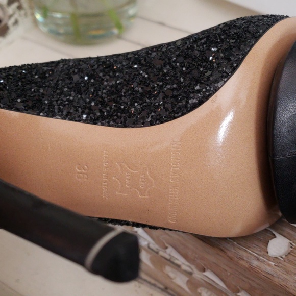 NICHOLAS KIRKWOOD TESS BLACK GLITTER  HEELS SIZE 6 - Picture 6 of 8